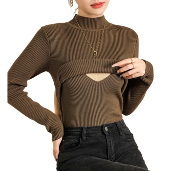 Pulover za dojenje, jesen-zima 2025, topao i koži prijateljski; glavna tkanina poliester 50–70%, sekundarna ≤30%; stil: korejski/japanski ležerni; poluvošak ovratnik; dugi rukavi