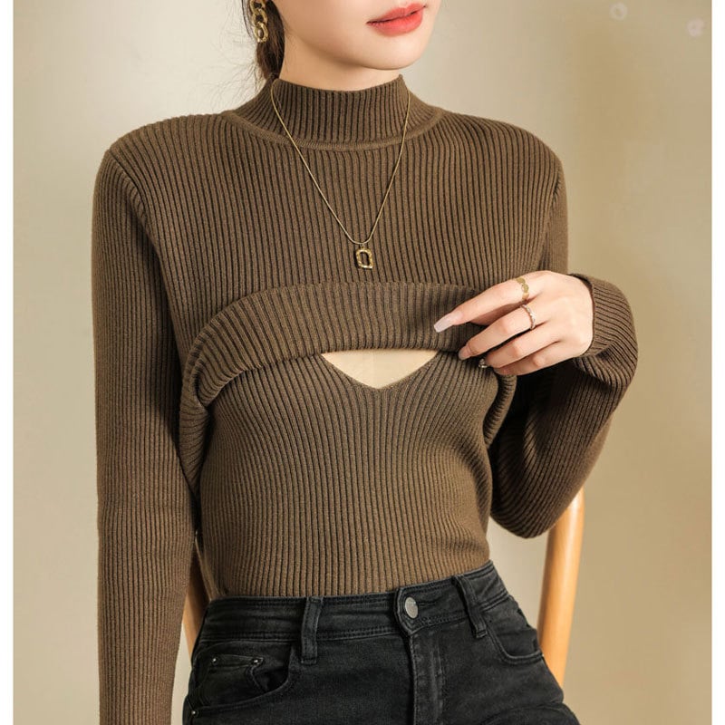 Pulover za dojenje, jesen-zima 2025, topao i koži prijateljski; glavna tkanina poliester 50–70%, sekundarna ≤30%; stil: korejski/japanski ležerni; poluvošak ovratnik; dugi rukavi