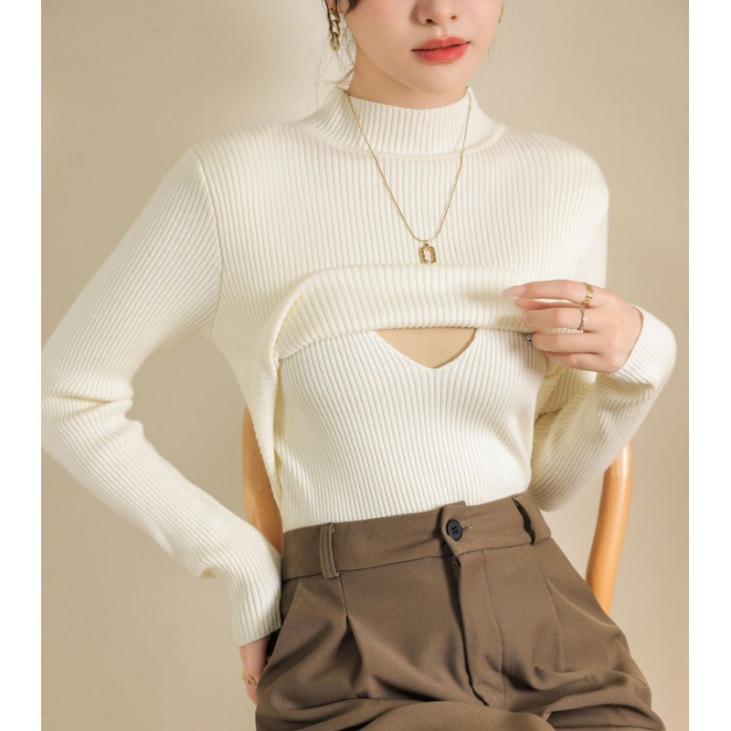 Pulover za dojenje, jesen-zima 2025, topao i koži prijateljski; glavna tkanina poliester 50–70%, sekundarna ≤30%; stil: korejski/japanski ležerni; poluvošak ovratnik; dugi rukavi