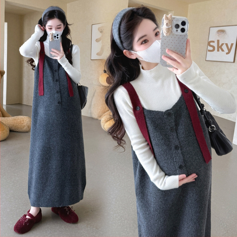 Šaty s ramienkami – súprava z pletenej bavlny, jednobarevná, dlhé rukávy, dlhá sukňa, vydanie 2025