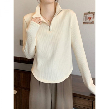 Top za dojenje za jesen-zimu, s baršunastom stilom, polo ovratnik, rukavi 3/4, stil princeze