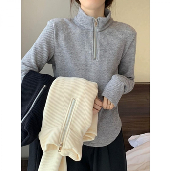 Top za dojenje za jesen-zimu, s baršunastom stilom, polo ovratnik, rukavi 3/4, stil princeze