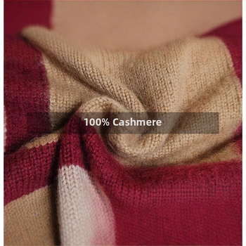 Pletený sveter z kašmíru s jacquardovým geometrickým vzorom, kulatý výstrih, voľný strih, dlhé rukávy