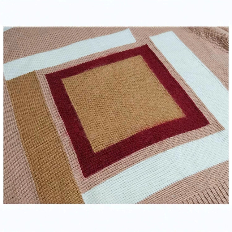 Džemper od kašmira s jacquard geometrijskim uzorkom, okrugli izrez, opušten kroj, dugi rukavi