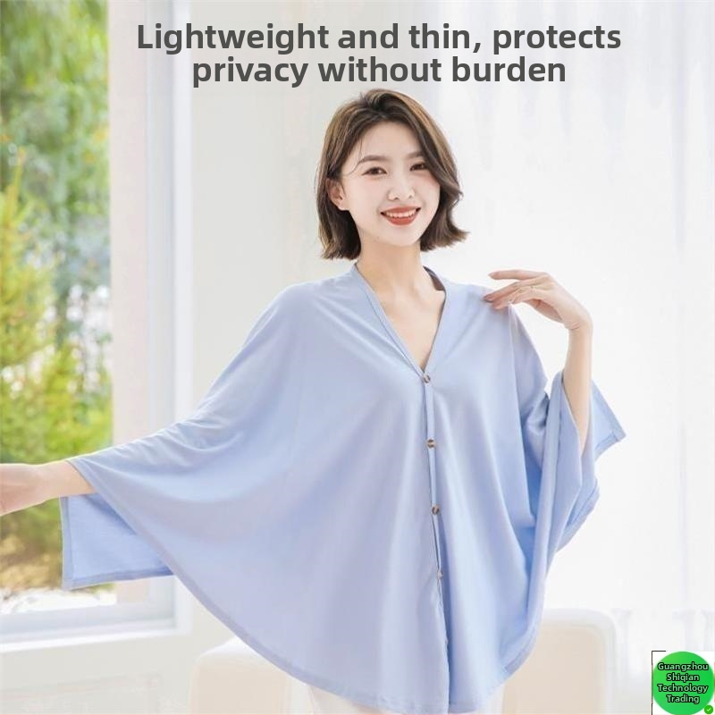 Mātes barošanas lakats - elpojošs TR audums, PVC ≤30%, 3/4 piedurknes, polo apkakle, daudzfunkcionāla aizsardzība barošanai ārā, pavasaris 2024