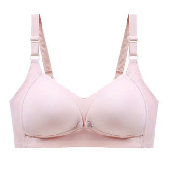 Dojiljni grudnjak za trudnoću s prednjim kopčanjem; vanjska najlon tkanina, pamukova podstava; tanke oblikovane košarice; bez čeličnih kostiju; fiksne dvostruke naramenice