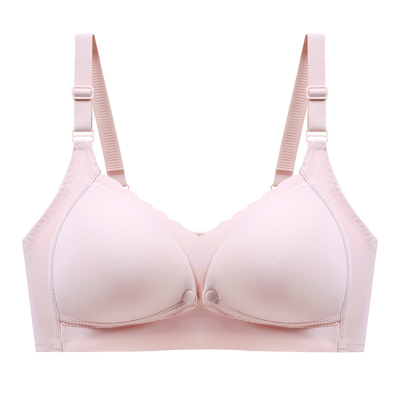 Dojiljni grudnjak za trudnoću s prednjim kopčanjem; vanjska najlon tkanina, pamukova podstava; tanke oblikovane košarice; bez čeličnih kostiju; fiksne dvostruke naramenice