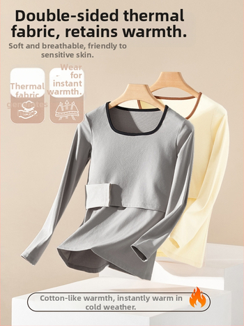 Mātesības rudens–ziemas termālais komplekts barošanai: poliester 90–95%, garas piedurknes, U formas kakls, ikdienas stils, ziema 2025