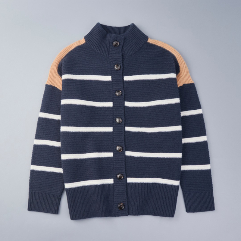 Kašmír pletený kardigán s kapucňou, okrúhly výstrih, dlhé rukávy, hrubý – Jeseň 2025