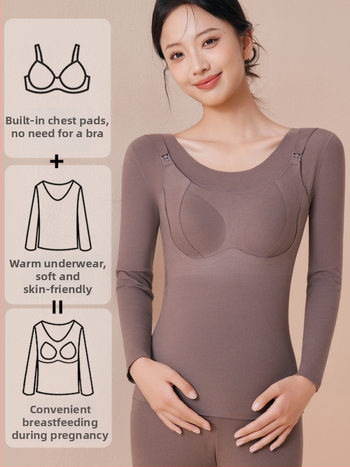 Vimilaka Majčinstvo Dojenje Termalno Donje Rublje s Dugim Rukavima – Uska Krivulja, Zima 2025, Otvor za Dojenje, Poliester s Elastanom