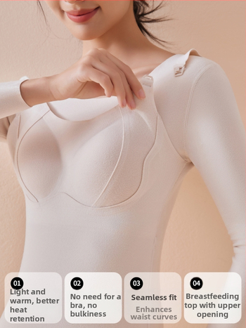 Vimilaka Majčinstvo Dojenje Termalno Donje Rublje s Dugim Rukavima – Uska Krivulja, Zima 2025, Otvor za Dojenje, Poliester s Elastanom