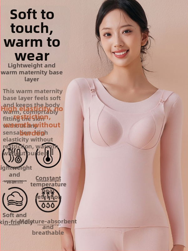 Vimilaka Majčinstvo Dojenje Termalno Donje Rublje s Dugim Rukavima – Uska Krivulja, Zima 2025, Otvor za Dojenje, Poliester s Elastanom