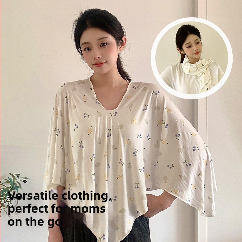 Barošanas šalle – pelerīna ar barošanas atveri, audums viskoze ar spandexu, dzīvnieku raksts