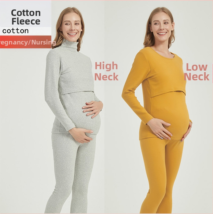 Maternitātes un zīdīšanas tops, kokvilnas flīsa virsma, augsta apkakle, garas piedurknes, rudens‑ziema silts