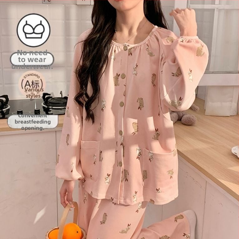 Slaugos ir nėštumo naktiniai drabužiai su krūties pagalvėle, reguliuojamas žindymas, pogimdyviniai namų drabužiai, ilgos rankovės, POLO apykaklė