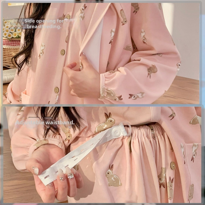 Zīdīšanas un grūtniecības nakts apģērbs ar krūšu spilventiņu, regulējams zīdīšanas režīms, postpartum mājas apģērbs, garas piedurknes, POLO apkakle