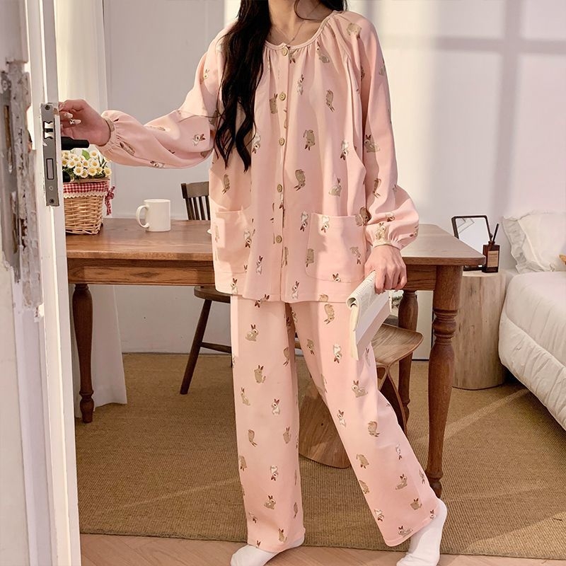 Noćna pidžama za njegu trudnoće s jastučićem za dojke, podesivo dojenje, postpartalno kućno odijevanje, dugi rukav, POLO ovratnik