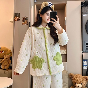 Set za trudnoću i dojenje — jesen-zima, deblja TR tkanina s umjetnim krznom, polo ovratnik, dugi rukavi, srednje duga duljina (65–80 cm)