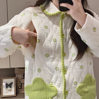 Set za trudnoću i dojenje — jesen-zima, deblja TR tkanina s umjetnim krznom, polo ovratnik, dugi rukavi, srednje duga duljina (65–80 cm)