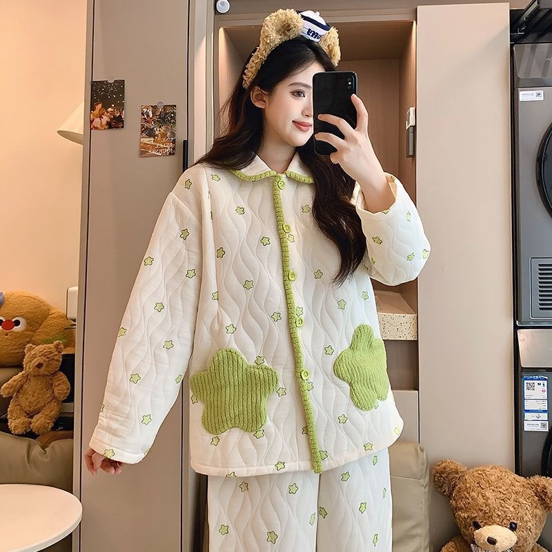 Set za trudnoću i dojenje — jesen-zima, deblja TR tkanina s umjetnim krznom, polo ovratnik, dugi rukavi, srednje duga duljina (65–80 cm)