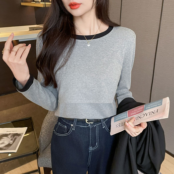 Majica za dojenje za jesen i zimu, dugi rukavi, okrugli izrez, slobodan kroj