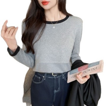 Majica za dojenje za jesen i zimu, dugi rukavi, okrugli izrez, slobodan kroj