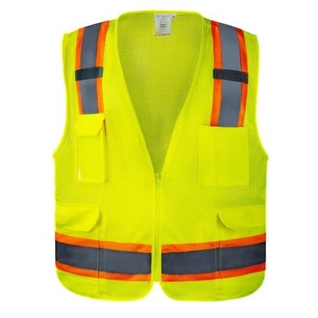 ROSUN ANSI certificirani reflektirajući prsluk s više džepova, podstavljen