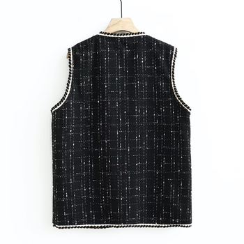 Ženski vest s V izrezom, srednja duljina, poliester, 80–90% poliester, jesen 2023, gradski stil