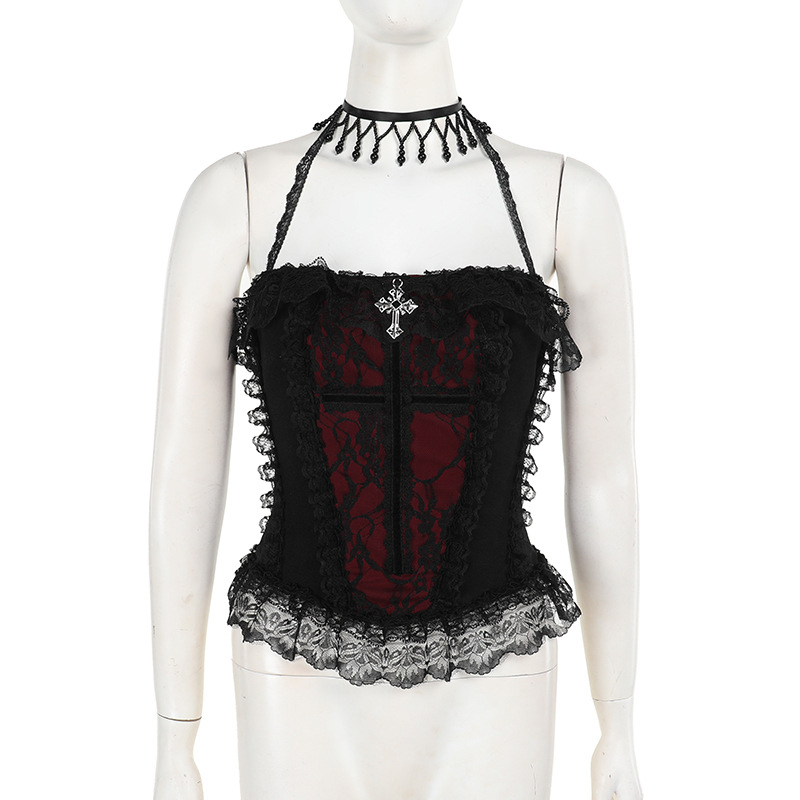 Dámsky halterneck top s reťazou, žakardový polyester/spandeks, Slim fit