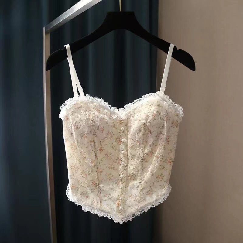 Dámsky čipkovaný tube top s dizajnom obklopujúcim hrudník, priedušný a pohodlný; 1/2 košík, stredný tvar košíka, dĺžka do brucha