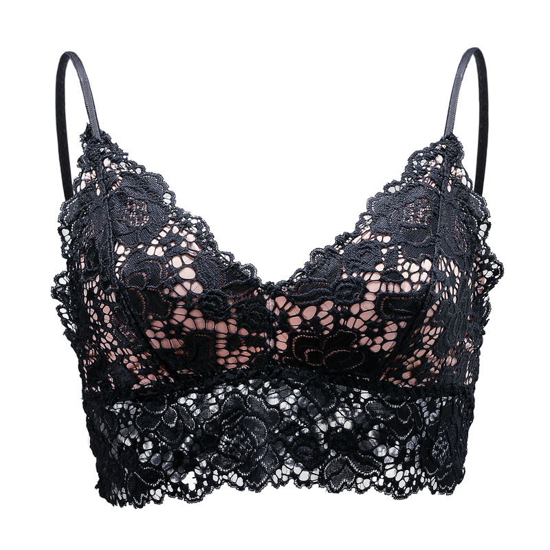 Francuski stil bežični bralet s čipkom, ultra tanak, trokutaste šalice, prekrasan leđa