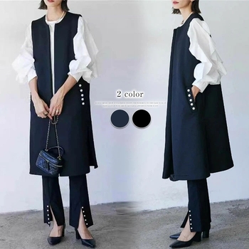 Dámska vesta so strednou dĺžkou a guľatým výstrihom, polyester, jar 2025, japonsko-kórejský voľný štýl