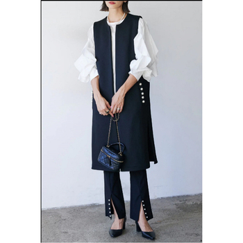 Dámska vesta so strednou dĺžkou a guľatým výstrihom, polyester, jar 2025, japonsko-kórejský voľný štýl