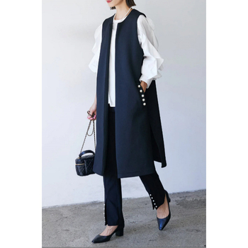 Dámska vesta so strednou dĺžkou a guľatým výstrihom, polyester, jar 2025, japonsko-kórejský voľný štýl