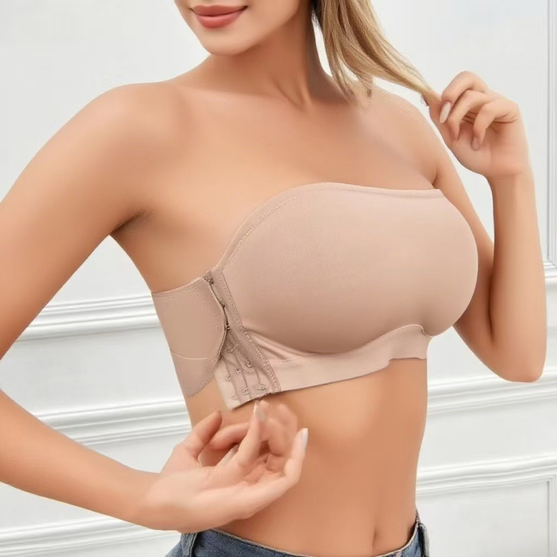 Wrap bustier bez naramenica, najlon, Push-Up, 3/4 košarice, tanke oblikovane košarice