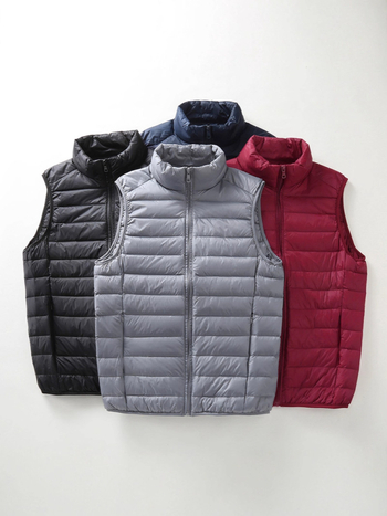 Muška pernata vest s vunenim vanjskim materijalom, punjenje od patka perja, pamuk podstava, uski kroj, jesen 2025