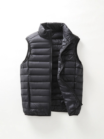 Muška pernata vest s vunenim vanjskim materijalom, punjenje od patka perja, pamuk podstava, uski kroj, jesen 2025