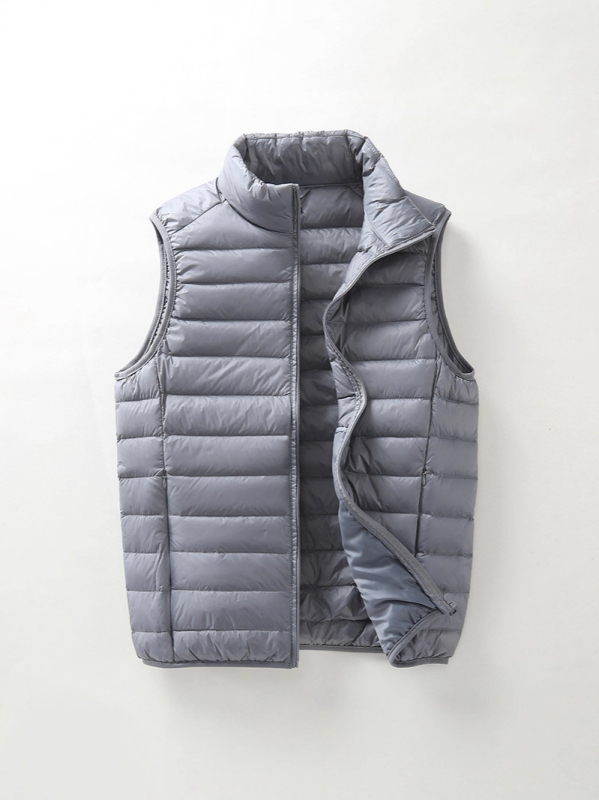 Muška pernata vest s vunenim vanjskim materijalom, punjenje od patka perja, pamuk podstava, uski kroj, jesen 2025