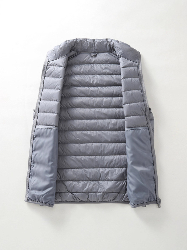 Muška pernata vest s vunenim vanjskim materijalom, punjenje od patka perja, pamuk podstava, uski kroj, jesen 2025