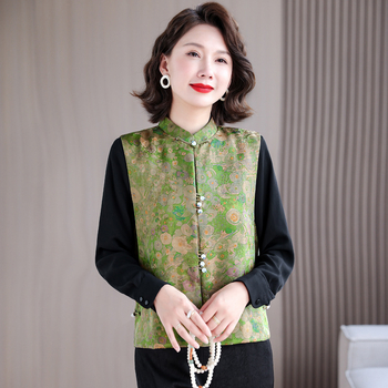 Ženska bez rukava vest s halter ovratnikom, acrilno-poliesterska smjesa, kratka duljina, jednostruko kopčanje, jesen 2024