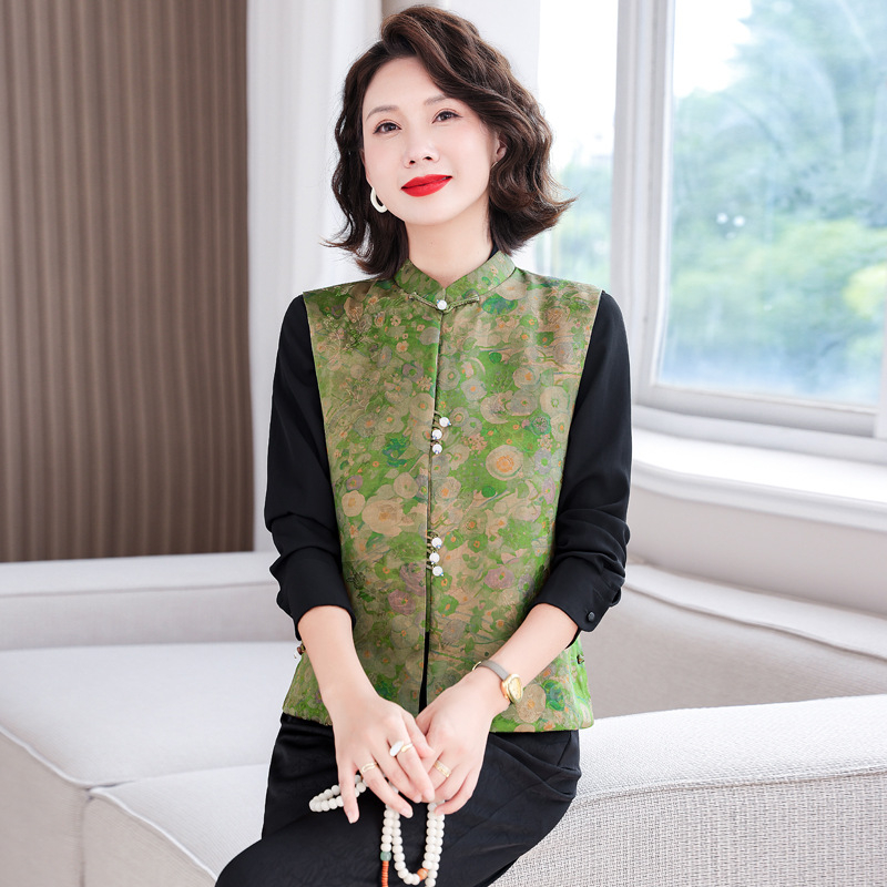 Ženska bez rukava vest s halter ovratnikom, acrilno-poliesterska smjesa, kratka duljina, jednostruko kopčanje, jesen 2024