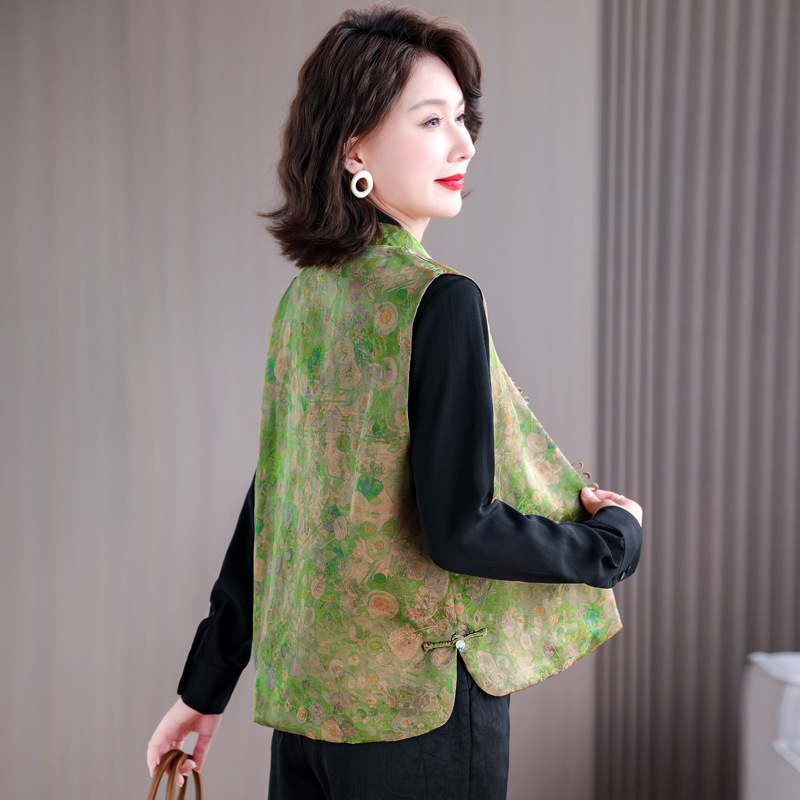 Ženska bez rukava vest s halter ovratnikom, acrilno-poliesterska smjesa, kratka duljina, jednostruko kopčanje, jesen 2024