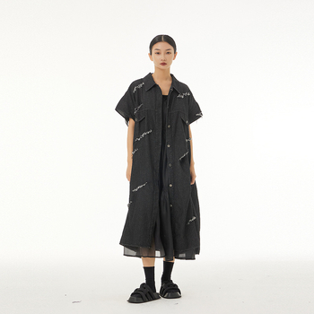 Duga denim bezrukavna vesta s prugama, ležerni kroj, korejski stil, proljeće 2025