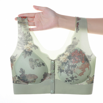 Sutien fără cusături pentru femei, cu închidere frontală, cupă completă, tip mold subțire, nailon cu căptușeală din bumbac 50-70%