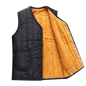 Pamukasta muška vest s poliesterom podstavom, debela izrada, slobodan kroj, prugasti uzorak