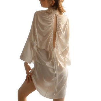 Noćna haljina od simulirane svile, kardigan stil, 96% poliester, tanak materijal 101–120 g/m²