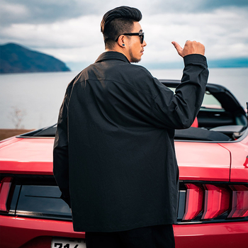 Muška radna košulja, širok kroj, dugi rukav, jednobojna, 97% pamuk