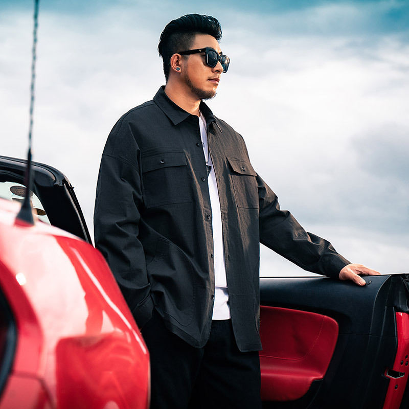 Muška radna košulja, širok kroj, dugi rukav, jednobojna, 97% pamuk