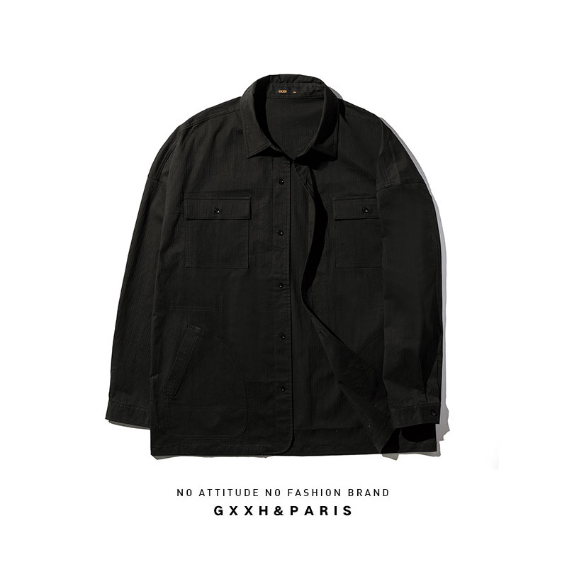 Muška radna košulja, širok kroj, dugi rukav, jednobojna, 97% pamuk