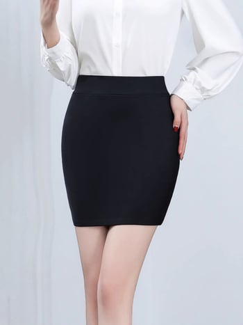 Ženska uredska olovka suknja s visokim strukom i elastičnošću, pamuk-poliester smjesa